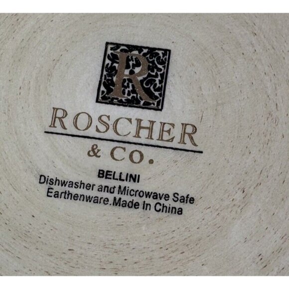 Roscher BELLINI CREAM Embossed Rope Ring Earthenware Lunch Salad Plates Set 3 - Picture 8 of 15